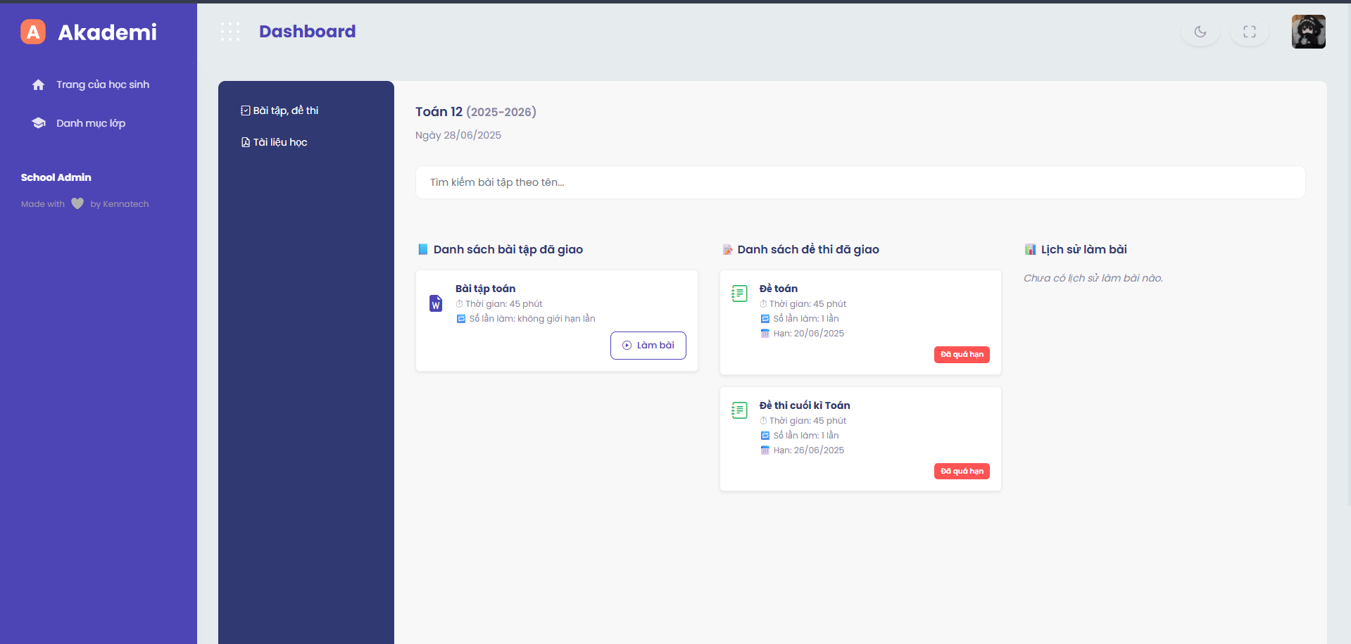 Làm bài tập và kiểm tra